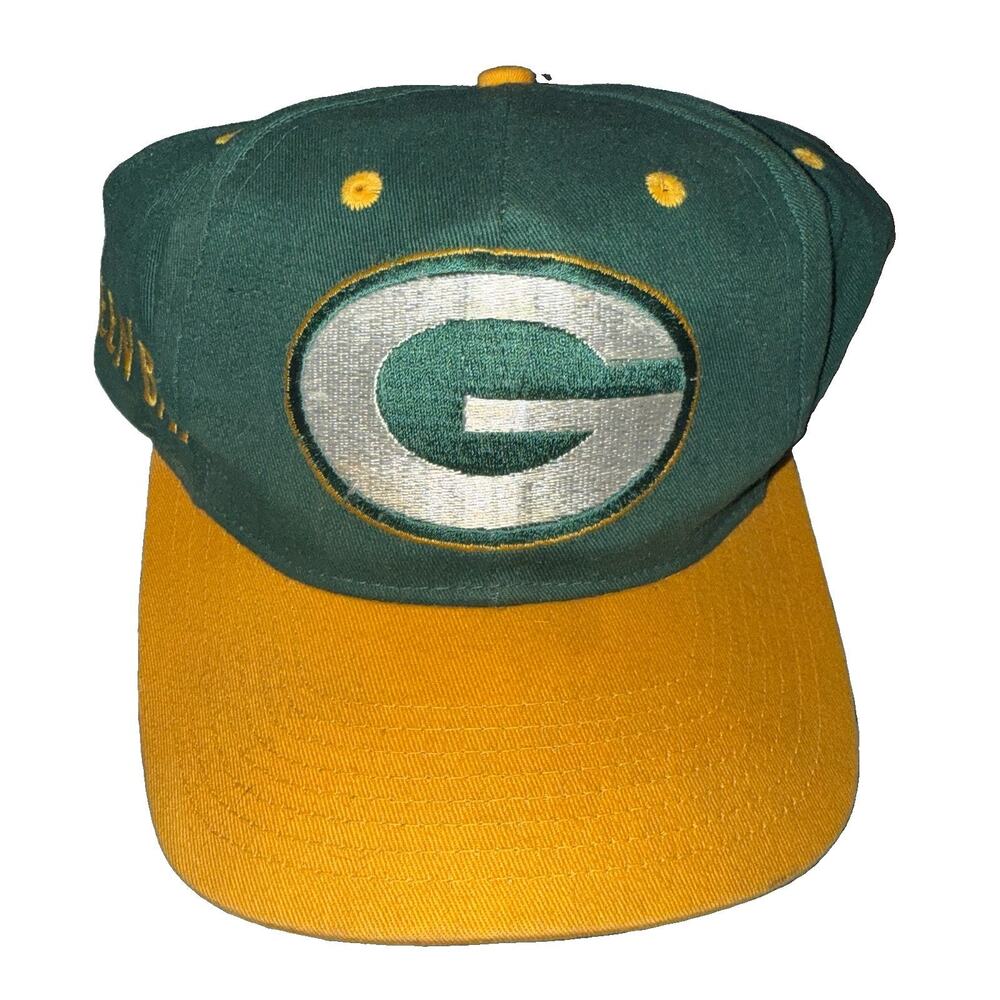Vintage 90s Green Bay Packers NFL Twins Enterprise Big Logo Snapback Hat Cap